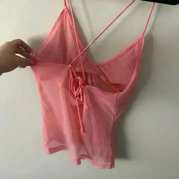 Y2K La Senza Pink Mesh Halter Top L - Picture 4 of 8